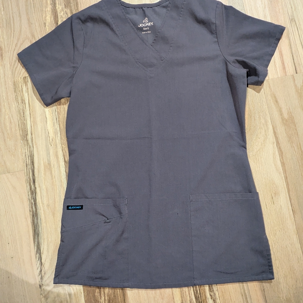 Jockey Women's V-Neck Dark Gray Stretch Scrub Top